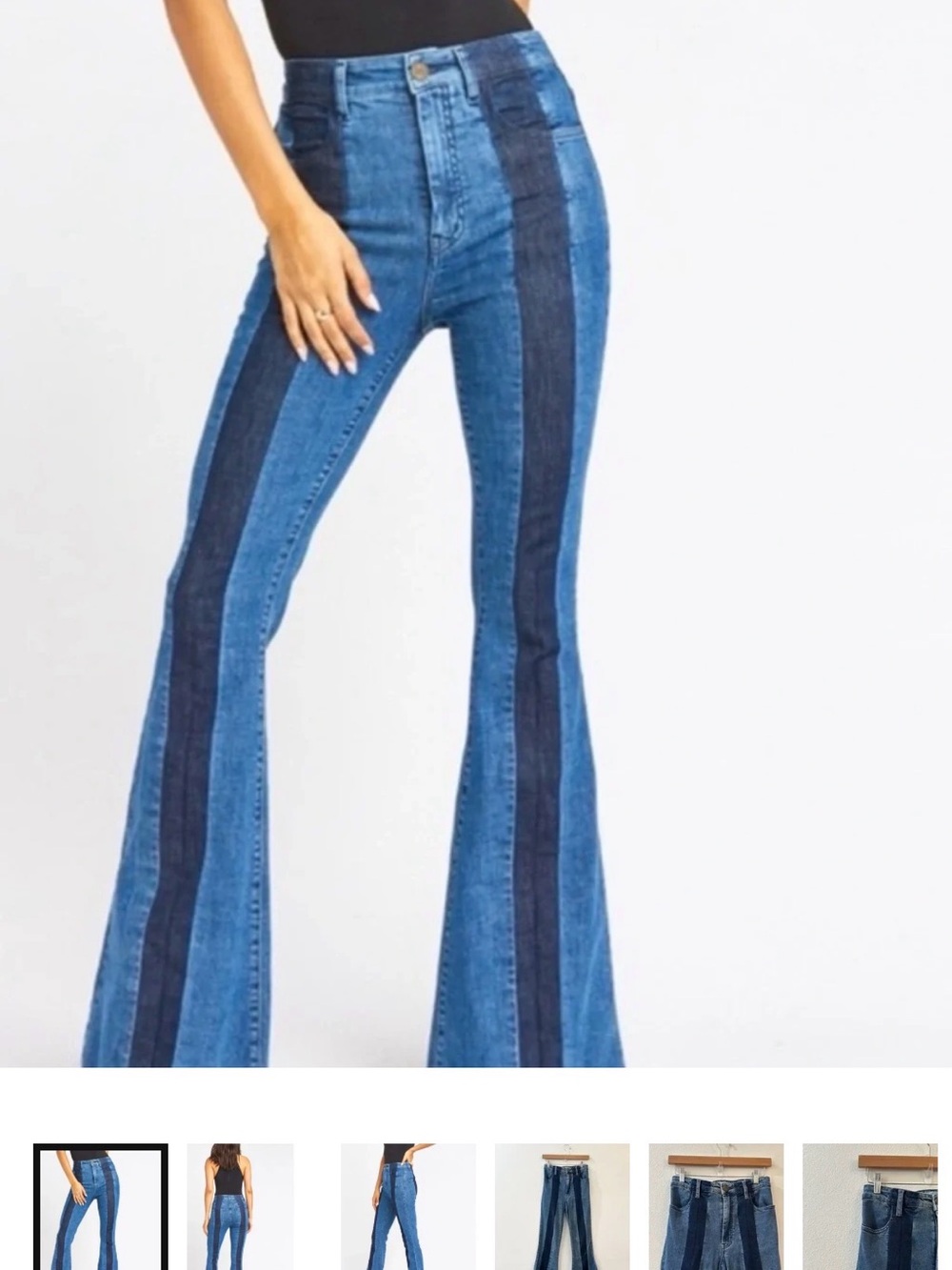 Show Me Your Mumu- Cam Cam Zip Up Bells in Striped Indigo